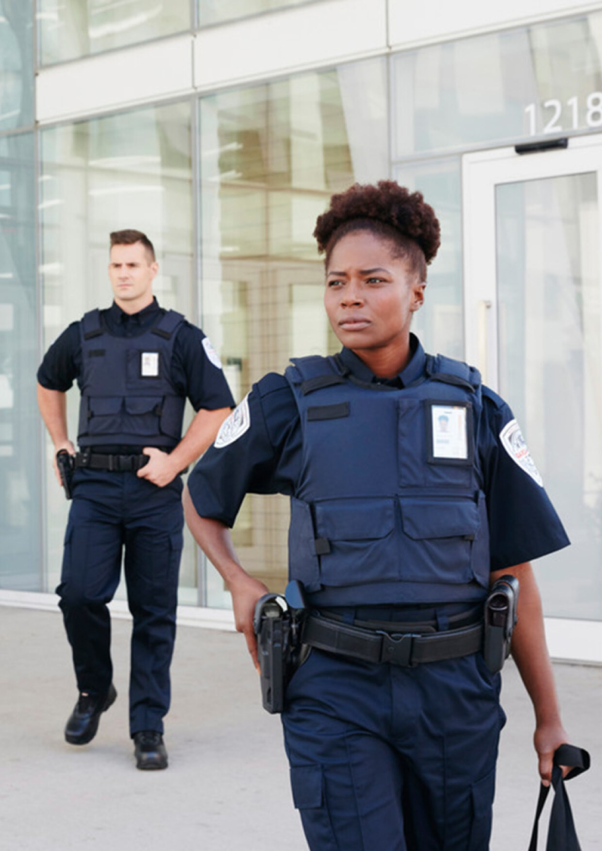 Security officers at a building