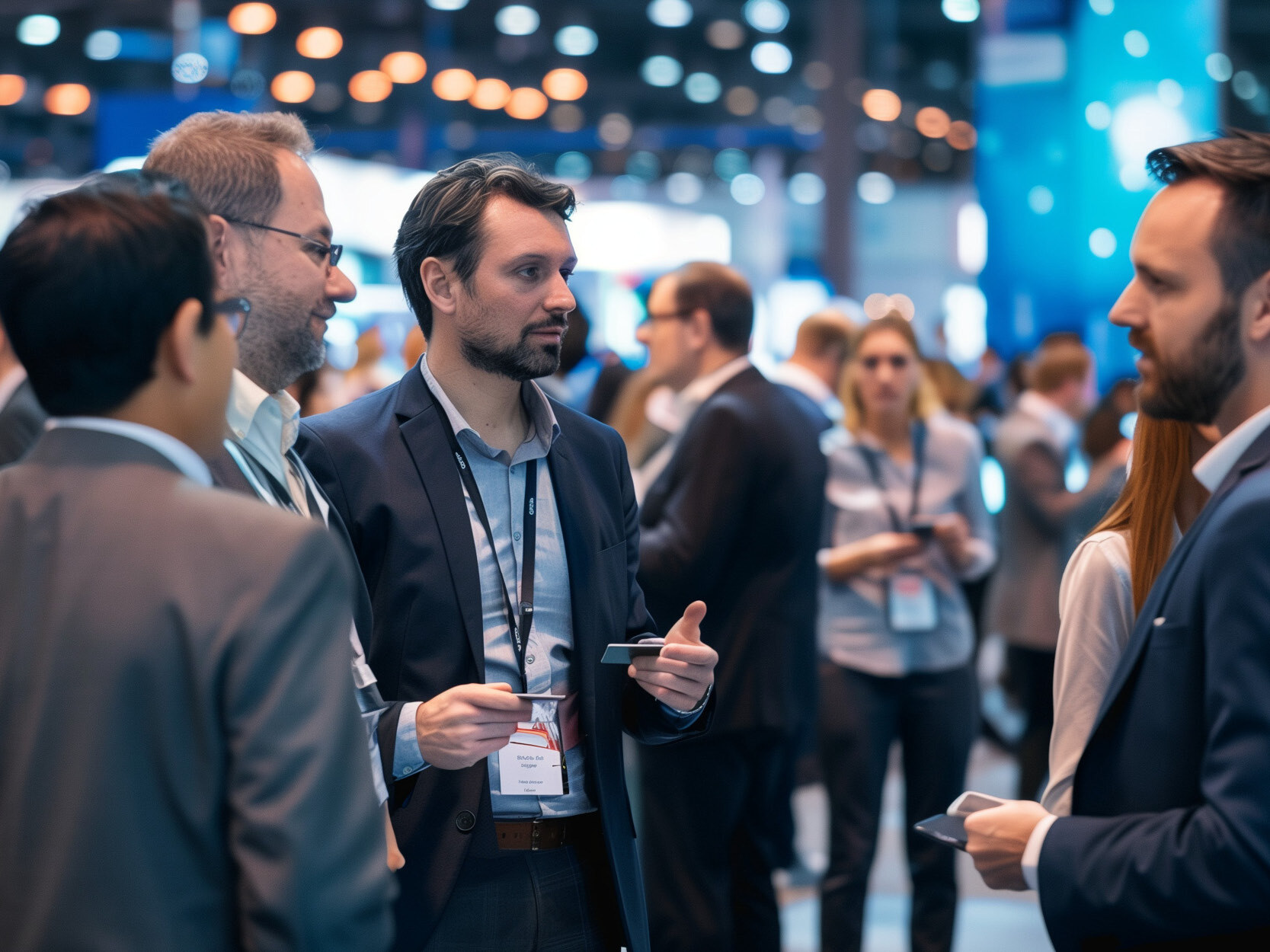 Male professionals networking at conference