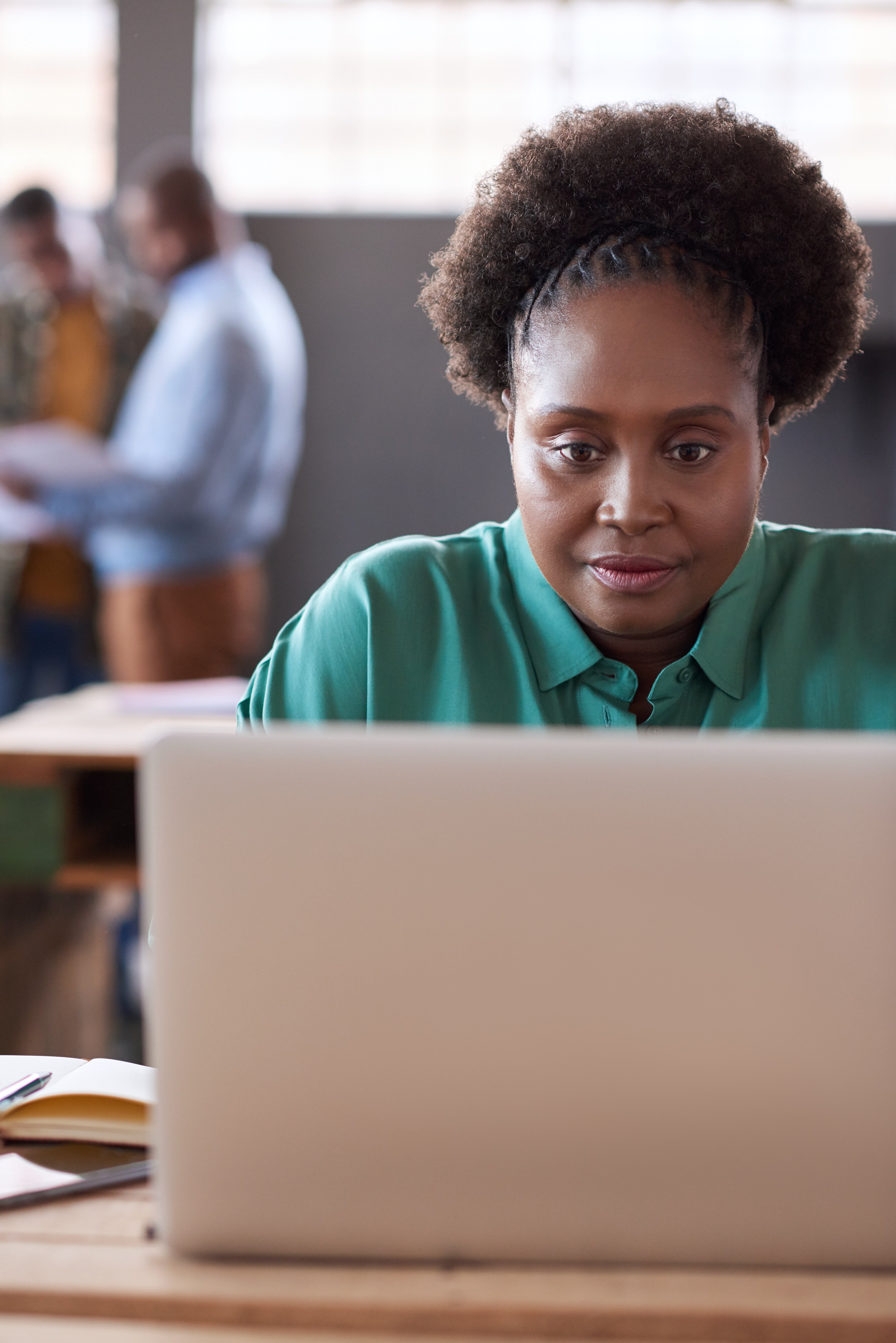 Woman working on laptop