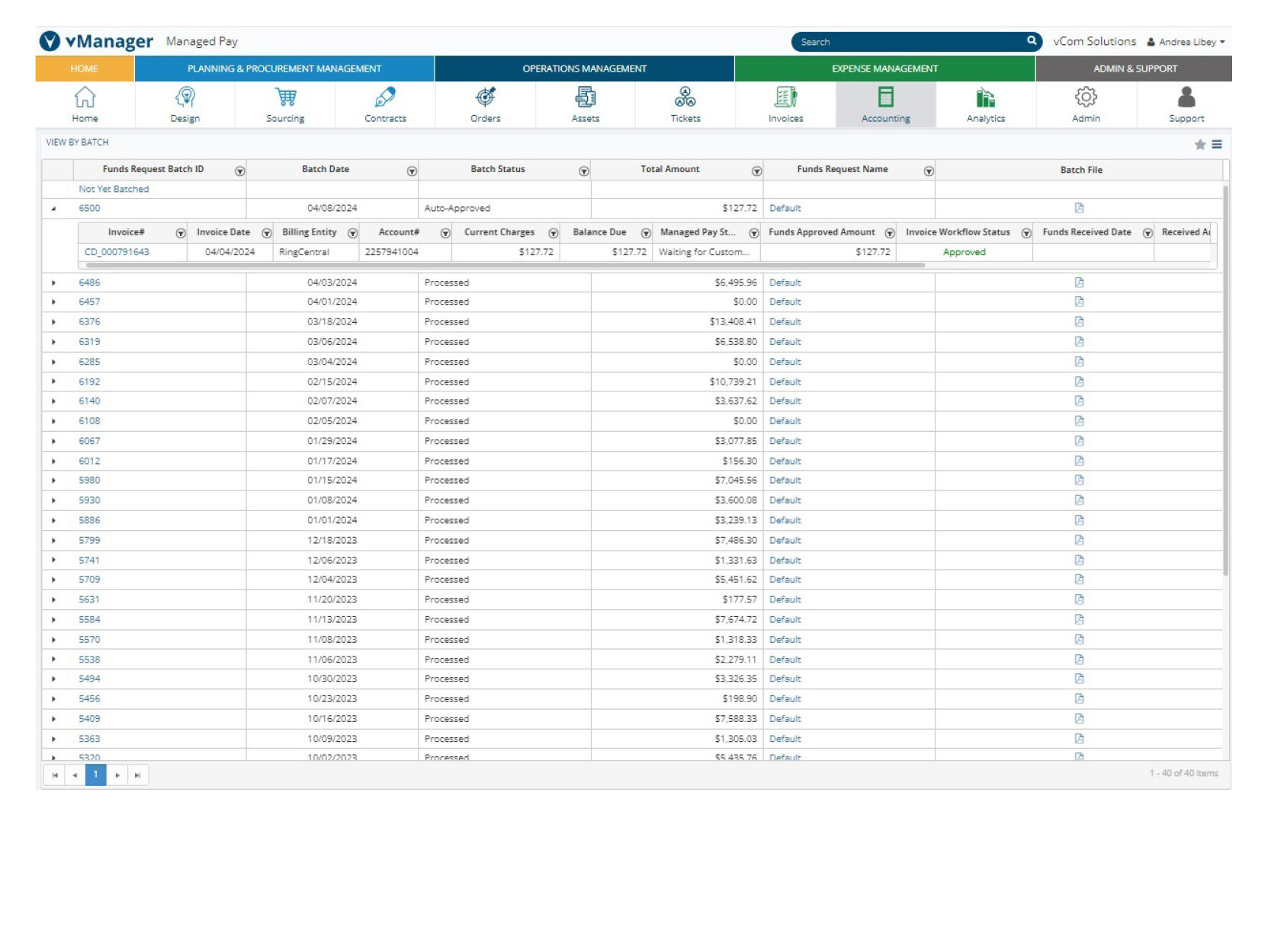 vCom_Expense Management Shot 2 Managed Pay